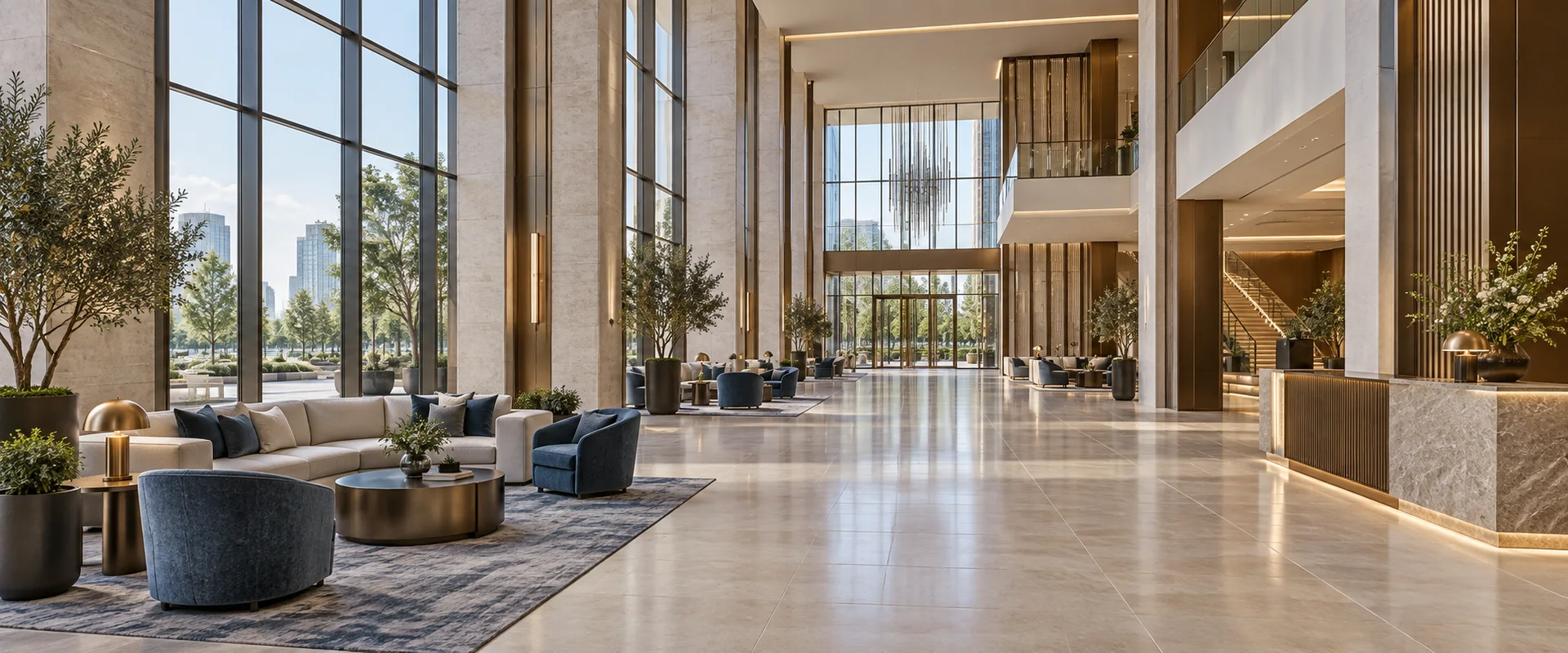 AI-generated concept of a hotel and convention centre foyer