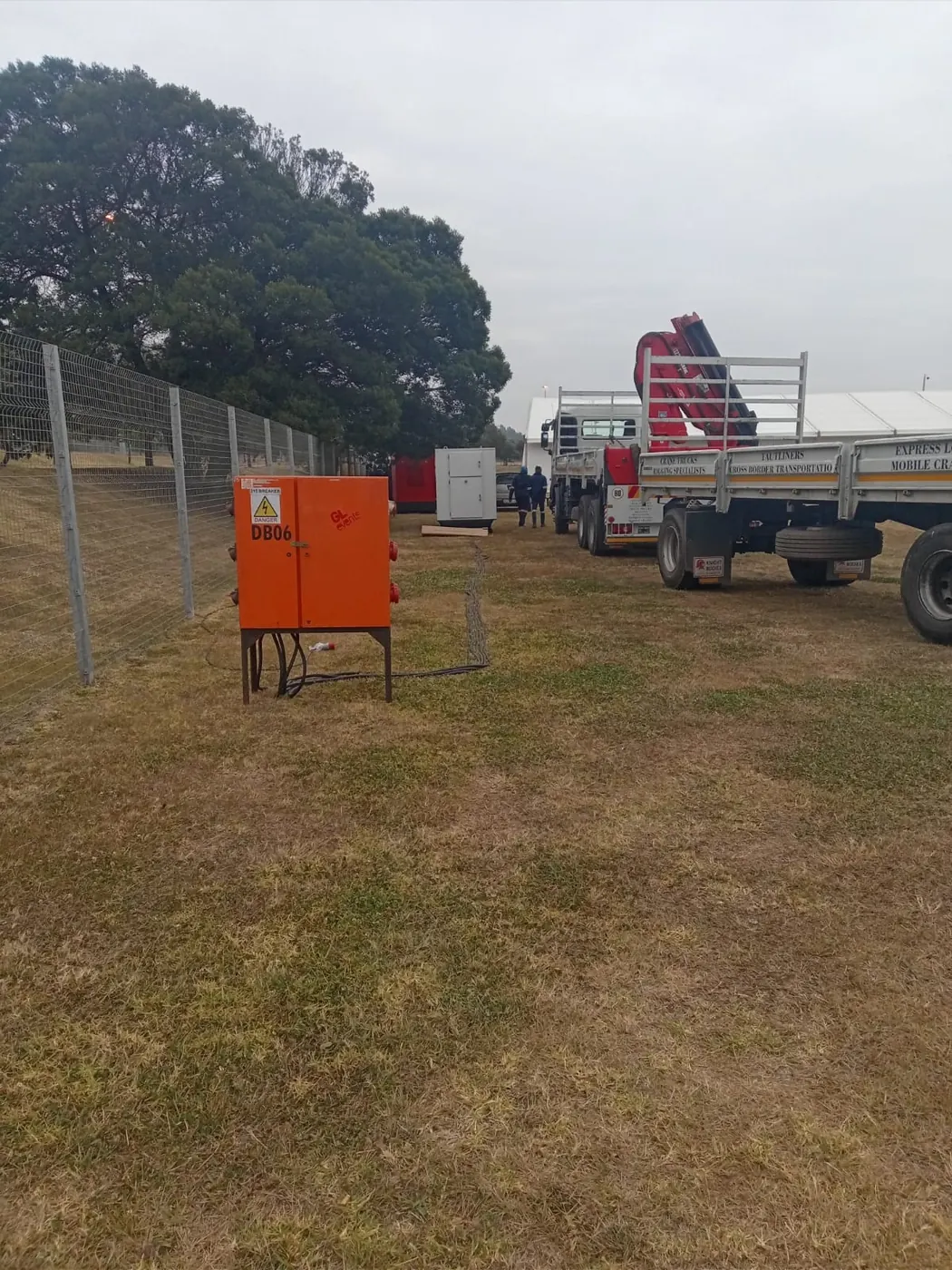 Temporary power cabinet and site vehicles